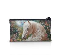 POLERO Trousse à crayons pour filles et garçons - Trousse à crayons avec fermeture éclair pour bureau, Jardin Floral Cheval, Taille unique, Cartable