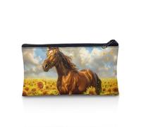 POLERO Trousse à crayons pour garçons et filles, bureau, école, papeterie, trousse à crayons avec fermeture éclair, Cheval tournesol., Taille unique, Cartable