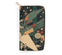 POLESVBM Portefeuille porte-monnaie Space Series Collage Porte-cartes imprimé avec poche zippée Porte-cartes de crédit pour femme, style, 19,7 x 10,5 cm, décontracté, Style :, 19.7x10.5cm, Décontracté