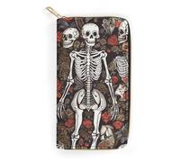 POLESVBM Portefeuille porte-monnaie squelettes où les âmes se rencontrent Étui pour cartes imprimé avec poche zippée Porte-cartes de crédit pour femme, style, 19,7 x 10,5 cm, décontracté, Style