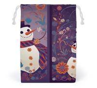 POLESVBM Sacs de rangement avec imprimé bonhomme de neige et Nouvel An, sac de maquillage, sac à jouets, sacs réutilisables pour un usage quotidien, style, 12 x 18 cm, moderne, Style :, 12*18cm