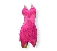 POLGDW Costume De Danse Latine Salsa À Franges pour Femmes Vêtements De Danse Tango Performance À Col en V pour Samba Rumba Tenue De Danse De Salon Dos Nu avec des Strass,D,XXL