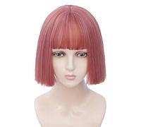 POLGDW Perruques Girl Synthetic Short Droit Bleu Droit Naturel Perruque de Cheveux naturels avec Franges Fibre résistante à la Chaleur Cosplay Cosplay Lolita Perruques for Femmes Perruque(1)