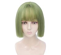 POLGDW Perruques Girl Synthetic Short Droit Bleu Droit Naturel Perruque de Cheveux naturels avec Franges Fibre résistante à la Chaleur Cosplay Cosplay Lolita Perruques for Femmes Perruque(5)