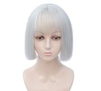 POLGDW Perruques Girl Synthetic Short Droit Bleu Droit Naturel Perruque de Cheveux naturels avec Franges Fibre résistante à la Chaleur Cosplay Cosplay Lolita Perruques for Femmes Perruque(7 UK)
