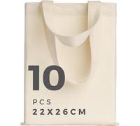 POLHIM Lot de 10 petits sacs en toile de jute 145 g/m² - Dimensions : 22 x 26 cm - Idéal pour peindre - Naturel, beige, 22x26 cm