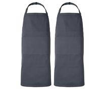 POLHIM Lot de 2 tabliers avec 2 poches pour femme, homme, chef (Coton, Gris)