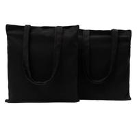 POLHIM® Lot de 2 Tote bags Sacs en Toile de Jute de qualité 220 g/m² - Dimensions : 38 x 42 cm - Poignées Longues 70 cm - Noir - 100% Coton