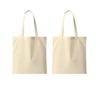 POLHIM® Lot de 2 Tote bags Vierges en Toile Sacs en 100% Coton 220 g/m² - Dimensions : 38 x 42 cm - Poignées longues 70 cm - Naturel - 100% coton