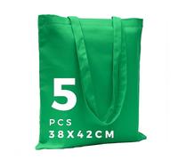 POLHIM® Lot de 5 sacs en tissu de qualité supérieure - Sacs pour le linge, le sport, le shopping, les aliments - Sacs en jute respectueux de l'environnement et réutilisables - Non imprimés - 38 x 42