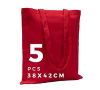 POLHIM® Lot de 5 sacs en tissu de qualité supérieure - Sacs pour le linge, le sport, le shopping, les aliments - Sacs en jute respectueux de l'environnement et réutilisables - Non imprimés - 38 x 42