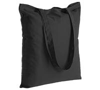 POLHIM® Sac en coton de qualité 145 g/m² - Dimensions : 38 x 42 cm - Longues anses 70 cm - 100% coton (Noir)