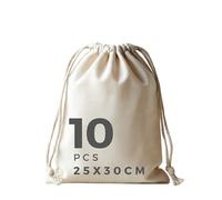 POLHIM Sac en tissu 100 % coton - 25 x 30 cm - Sac à cordon de serrage à peindre - Sac en toile de jute non imprimé - Petit sac de rangement pour fruits, légumes - Idéal pour le bricolage, les cadeaux