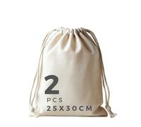 POLHIM Sac en tissu 100 % coton - 25 x 30 cm - Sac à cordon de serrage à peindre - Sac en toile de jute non imprimé - Petit sac de rangement pour fruits, légumes - Idéal pour le bricolage, les cadeaux