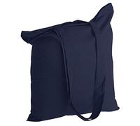 POLHIM® Sac Toile Coton Réutilisable - Sac Fourre-tout en Tissu de Coton Lavable - Linge, Vêtements de Gymnastique, Courses, Plage, Légumes - 38x42 cm, avec Poignées 70 cm (Bleu foncé, 10 pièces)
