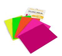 POLI-CRAFT Iron-On Bundle Lot de 5 films de transfert POLI-FLEX Turbo rapides pour textiles, fluo (jaune, vert, rose foncé, rose, orange), 5 feuilles A4 (21 cm x 29,7 cm)