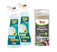 POLIBOY Anti-poussière - jusqu'à 7 jours moins de poussière - Nettoyant universel - Maître de la poussière - pour meubles et surfaces sensibles à la poussière - 2 x 500 ml avec chiffon en coton