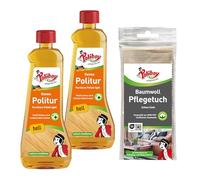 Poliboy fixneu de polissage clair - Polissage pour meubles pour bois vernis clairs - Polissage ravive la couleur du bois - 2 x 500 ml - Avec chiffon en coton - Fabriqué en Allemagne