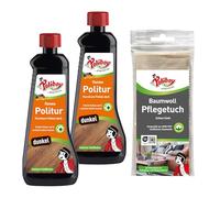 Poliboy Fixneu Polish foncé - Polish pour meubles pour bois peints foncés - Polissage ravive la couleur du bois - 2 x 500 ml - Avec chiffon en coton - Fabriqué en Allemagne