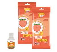 POLIBOY Lot de 2 paquets de 24 lingettes humides avec effet antistatique - Lingettes multi-usages parfumées à la pêche - Fabriquées en Allemagne