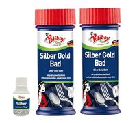 POLIBOY Silver Gold Bad - Bain de plongée pour rafraîchir la brillance - Élimine les taches sombres et donne un nouvel éclat aux bijoux - 2 x 375 ml - Échantillon de produit inclus - Fabriqué en
