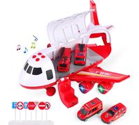 Police avion voiture jeu de jouets Set avion jouet pour les garçons filles enfants, rouge