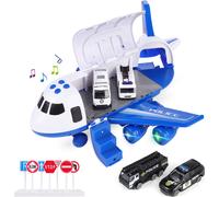 Police avion voiture jeu jouet ensemble avion jouet pour les garçons filles enfants, bleu