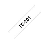Police bande TC, 12 mm, 7,7 m de long, noir sur blanc