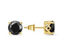 POLICE Boucles d'oreilles à tige en acier inoxydable plaqué or avec pierre noire pour homme, taille unique, acier inoxydable, sans pierre précieuse