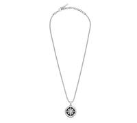 Police Collier Homme Octogramme Acier Inoxydable Bruni Noir, taille unique, Acier inoxydable, Pas de gemme