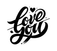 Police de caractères « je t'aime » cursive, icône en forme de cœur, calligraphie audacieuse et romantique, style Saint-Valentin Stickers lettrage 54.6x61.2cm Décoration de carrosserie Noir