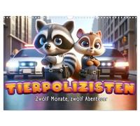 Police des animaux - Douze mois, douze aventures, Version française (Calendrier mural 2026 DIN A3 portrait), Calendrier CALVENDO mensuel