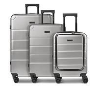 Police Dublin 4 roues Set de valises 3 pièces avec soufflet d'extension couleur argent