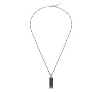 POLICE Engage II PEAGN0009001 Collier pour homme en acier inoxydable avec incrustation fibre de carbone réglable 50 cm, 50 cm, Acier inoxydable, Pas de gemme