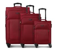 Police San Francisco 4 roues Set de valises 3 pièces avec soufflet d'extension rouge