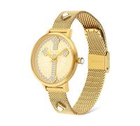 Police, Femme, Accessoires, Jaune, Taille: ONE Size Montre Analogique en Acier Inoxydable Doré à Quartz