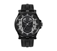 Police, Homme, Accessoires, Noir, Taille: ONE Size Montre en cuir noir avec crâne
