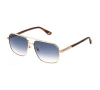 Police Homme SPLQ85 NEW CROSSROADS 4 300 Lunettes de soleil Métal Or Bleu Géométrique Normale Ombré