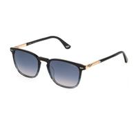 Police Homme SPLQ86 NEW CROSSROADS 5 0GBL Lunettes de soleil Acétate Bleu Fumée Carré Normale Ombré