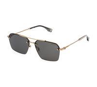 Police Homme SPLQ90 FORCE 9 08FE Lunettes de soleil Métal Marron Fumée Carré Antireflet