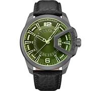 Police Montre à Quartz analogique pour Homme avec Bracelet en Cuir PEWJB0005603, Gris/Noir/Vert