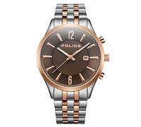Police Montre laser pour homme avec cadran gris chaud et bracelet en acier inoxydable argenté/or rose, boîtier en acier inoxydable de 44 mm dans une boîte de montre PEWJH2194441, taille unique,