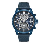Police Neist Montre chronographe pour homme Cadran bleu mat Bracelet en silicone avec boîtier en acier inoxydable Bleu