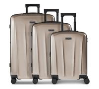 Police New York 4 roues Set de valises 3 pièces avec soufflet d'extension beige
