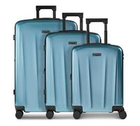 Police New York 4 roues Set de valises 3 pièces avec soufflet d'extension bleu
