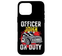 Police Officer John on Duty - Voiture de Police personnalisée Coque pour iPhone 16 Pro Max
