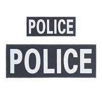 Police Patch réfléchissant autocollant magique Ruban réfléchissant, avec crochet et boucle de fermeture arrière pour gilet tactique militaire personnalisé, 2 patchs (un grand et un petit)
