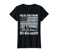 Police Petite Amie drôle Thin Blue Line Application de la Loi T-Shirt Graphique avec Valeur