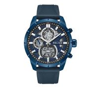 Police Neist Montre chronographe pour homme Cadran bleu mat Bracelet en silicone avec boîtier en acier inoxydable Bleu