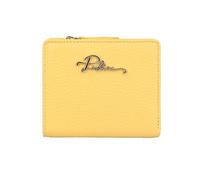 Police Portefeuille Femme Cuir Véritable Grainé - Compact, Jaune, avec Porte-Monnaie Zippé & Bouton Pression